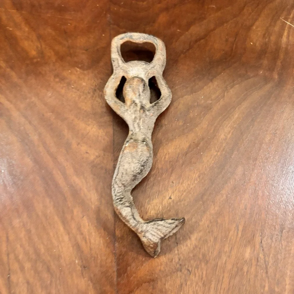 Set of 6  Cast Iron Mermaid Bottle Openers & Wall Hooks Nautical Decor Beach